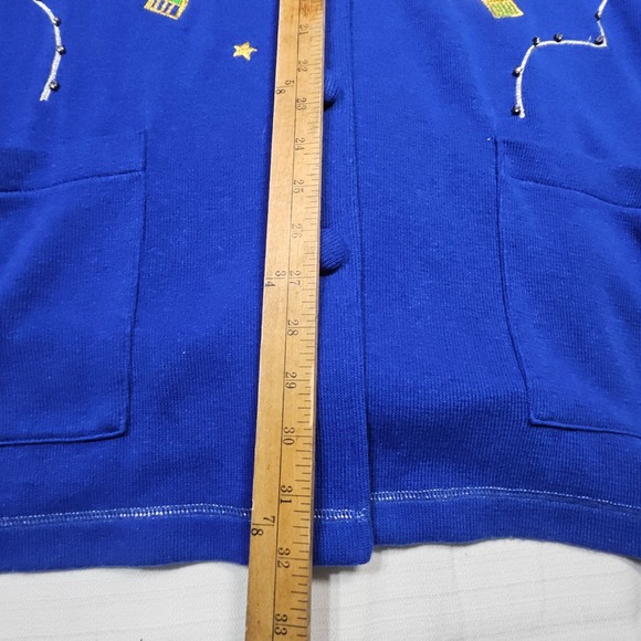 CST Sport Blue Hot Air‎ Balloon Embroidered Button Up Cardigan Sweater 2X - Picture 2 of 11